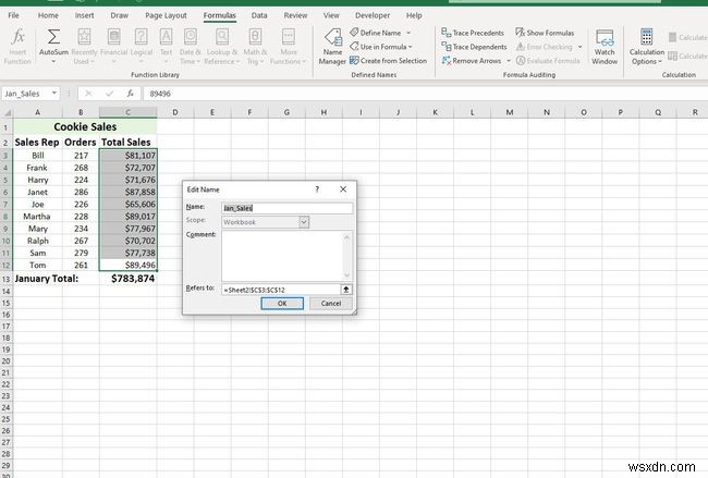 Excelで名前付き範囲を定義および編集する方法 