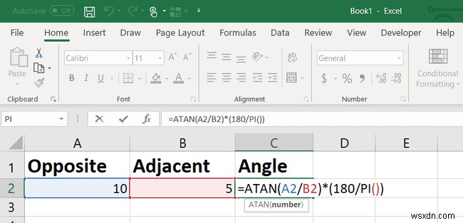 Excel TAN関数：接線角度を見つける方法 
