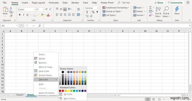 Excelでワークシートのタブの色を変更する方法 