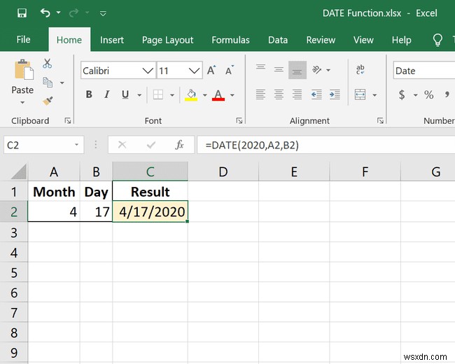 ExcelのDATE関数の使用方法 
