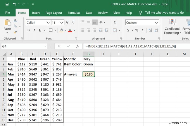 ExcelでINDEXおよびMATCH関数を使用する方法 