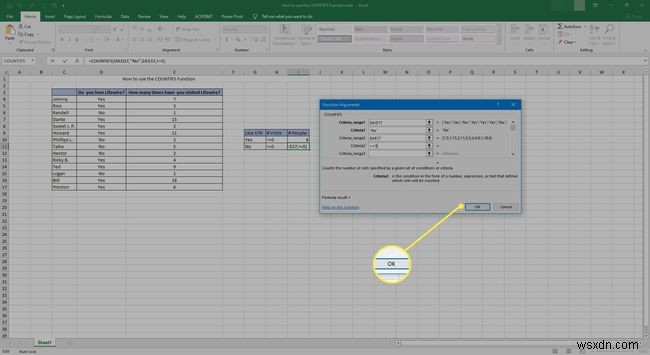 ExcelでCOUNTIFS関数を使用する方法 