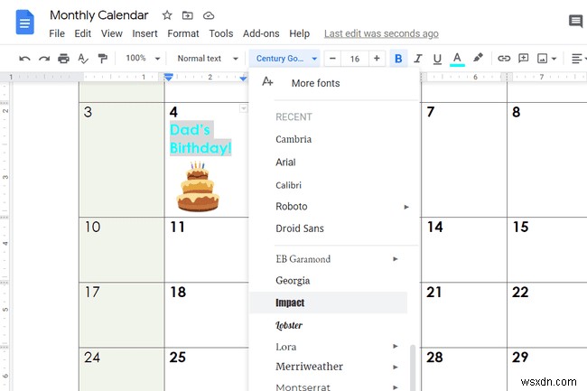 Googleドキュメントでカレンダーテンプレートを使用する方法 