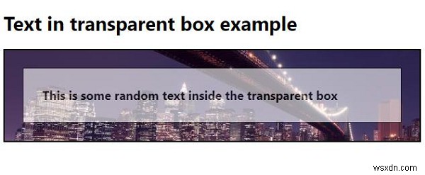 CSS3を使用した透明なボックス内のテキスト 