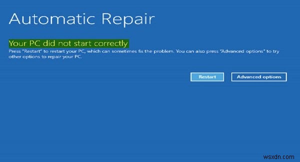 修正Windows11/10でPCが正しく起動しなかったというメッセージ 