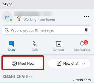 Skype の Meet Now – ホスト インスタント ビデオ会議