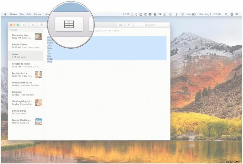 Mac OS High Sierra の Notes の新機能について詳しく知る
