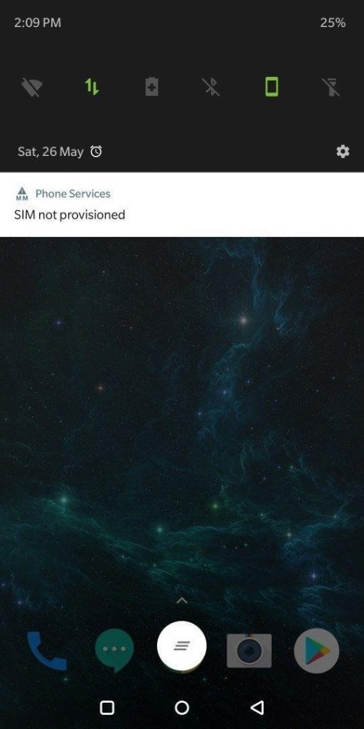 Android での SIM Not Provisioned エラー メッセージ