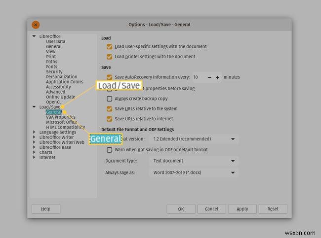 LibreOfficeのファイルをWord・Excel・PowerPoint形式で保存する設定方法