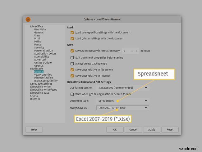 LibreOfficeのファイルをWord・Excel・PowerPoint形式で保存する設定方法