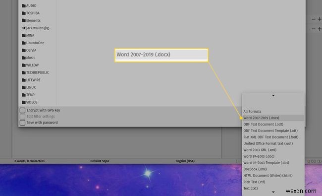 LibreOfficeのファイルをWord・Excel・PowerPoint形式で保存する設定方法