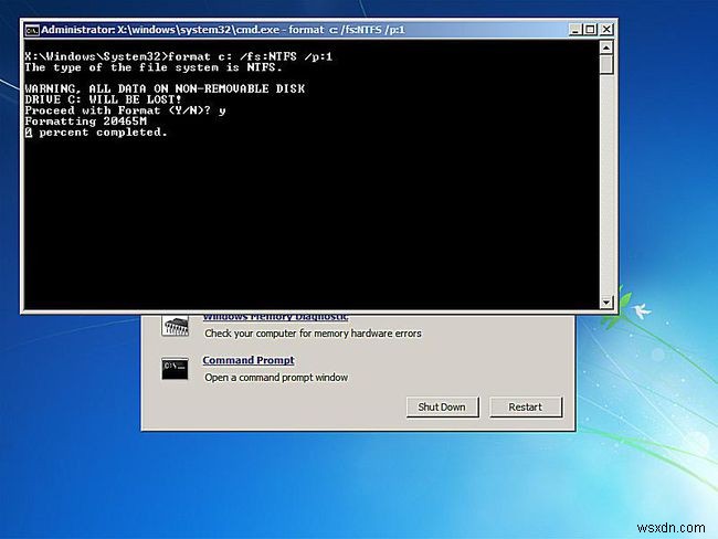 formatコマンドでハードディスクにゼロを書き込み、データを完全消去する方法