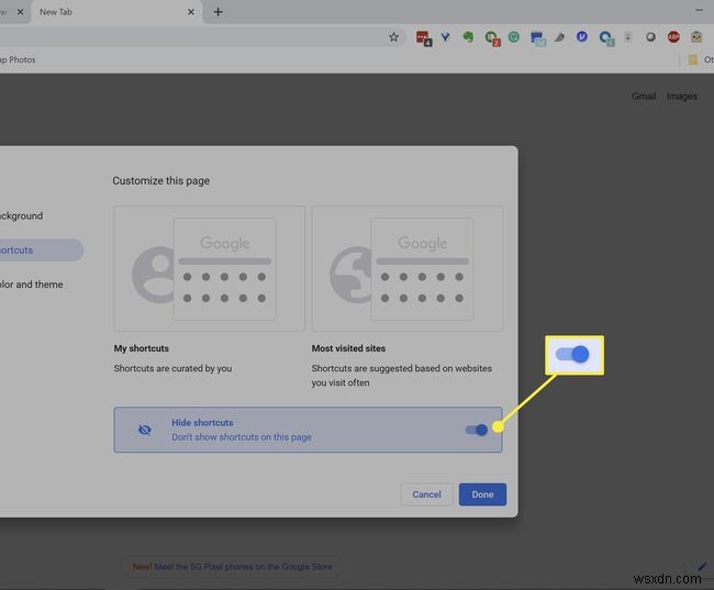 Google Chromeで新しいタブのショートカットを削除・非表示にする方法