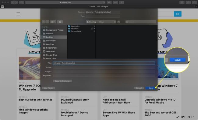 MacのSafariでWebページをPDFとして保存する方法