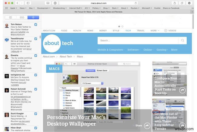 SafariのサイドバーにTwitterを追加して共有リンクを表示する方法