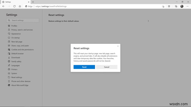 Microsoft Edgeをリセットする方法【設定の初期化と個人データの削除】
