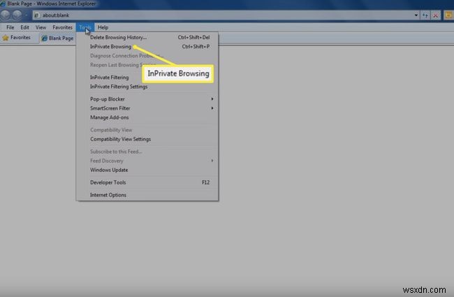 IE10でプライベートブラウジング(InPrivate)モードを有効にする方法