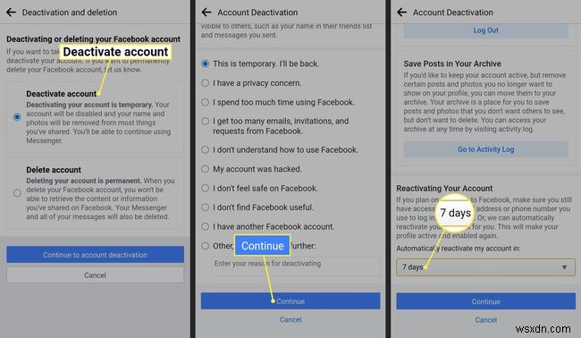 AndroidでFacebookアカウントを無効化(非アクティブ化)する方法