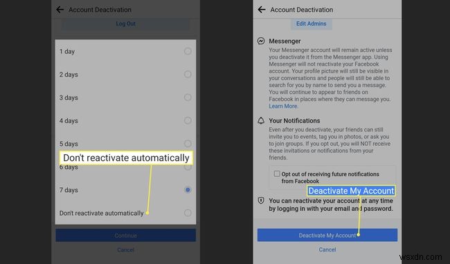 AndroidでFacebookアカウントを無効化(非アクティブ化)する方法