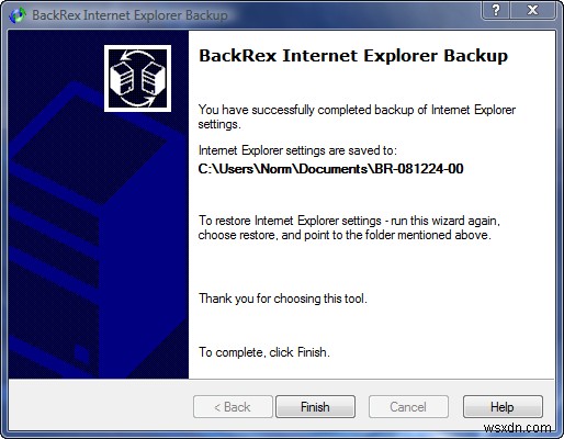 BackRex IE BackupでInternet Explorerの設定をバックアップ・復元する方法