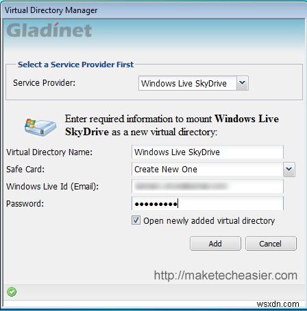 Gladinetを使ってデスクトップからWindows Live SkyDrive(25GB)にアクセスする方法