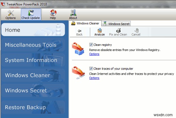 TweakNow PowerPack 2010:Windowsを総合的にチューニングできる多機能アプリケーション