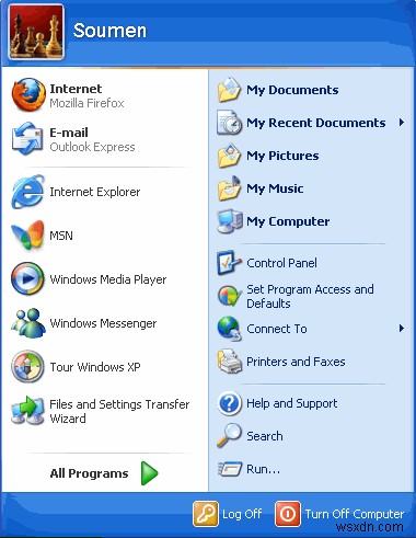 【スニペット】Windows XPのスタートメニューからユーザー名を非表示にする方法
