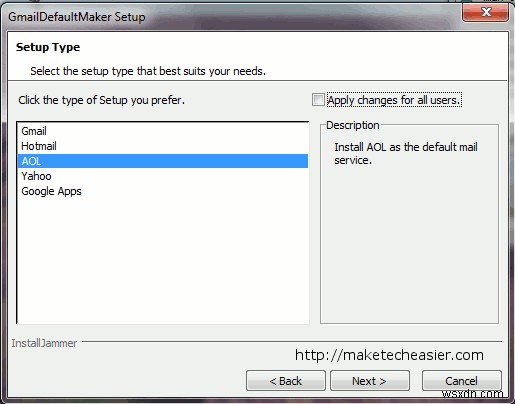 MakeTechEasierに質問:WindowsでAOLメールをデフォルトのメールハンドラーに設定する方法