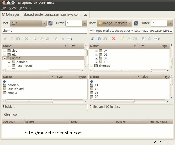 DragonDisk:LinuxとWindowsに対応した無料のAmazon S3デスクトップクライアント