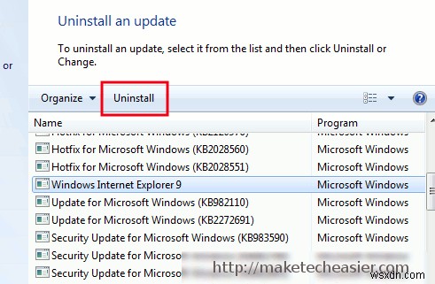WindowsでInternet Explorer 9をアンインストールする方法