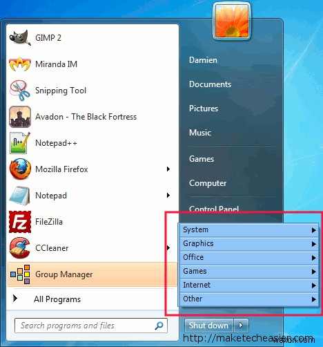 StartMenuXPでWindows 7のスタートメニューをXPスタイルに復元する方法