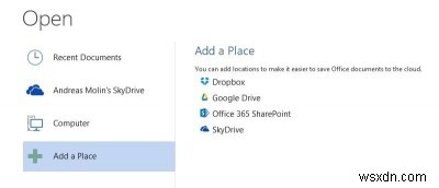 DropboxとGoogleドライブをMicrosoft Office 2013に追加する方法
