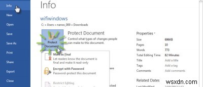 Microsoft Word 2013で文書を保護する3つの方法