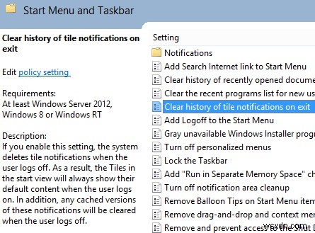 Windows 8でログオフ時にアプリ通知を自動的にクリアする方法