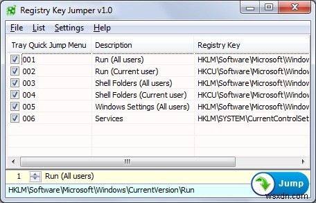 Registry Key Jumperでレジストリキーに一発ジャンプ!手動ナビゲーション不要の便利ツール