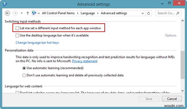 Windows 8でアプリごとに言語を個別に設定する方法