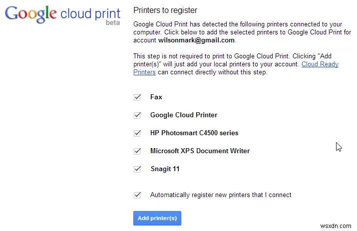 Google Cloud Printを使ってWindowsから出先でも自宅のプリンターに印刷する方法