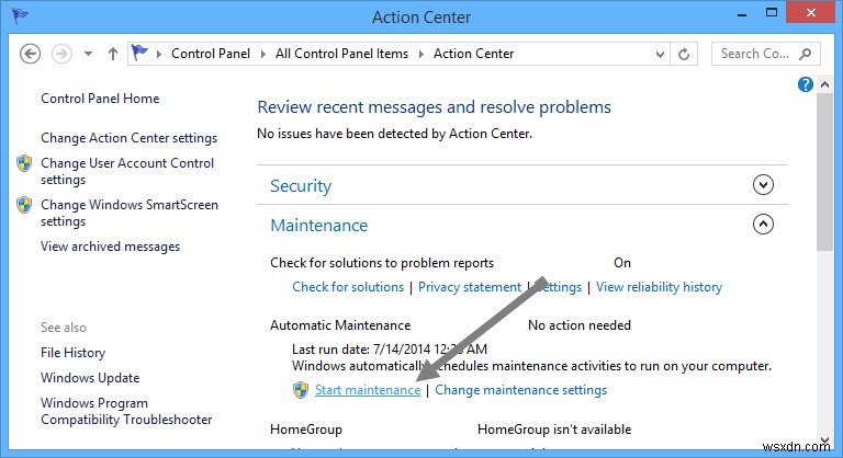 Windows 8の自動メンテナンスを手動で開始・停止する方法