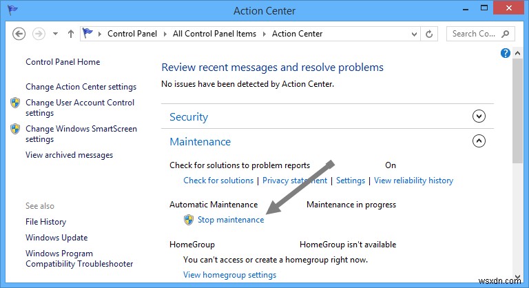 Windows 8の自動メンテナンスを手動で開始・停止する方法