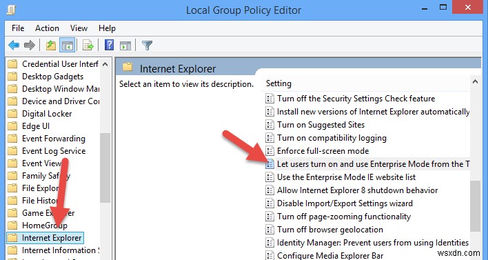 Internet Explorer 11でエンタープライズモードを有効にする方法