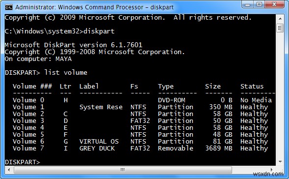 DiskpartコマンドでWindowsのドライブ文字を割り当て・削除する方法