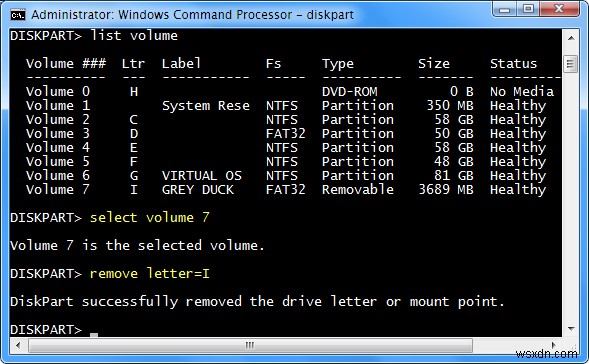 DiskpartコマンドでWindowsのドライブ文字を割り当て・削除する方法