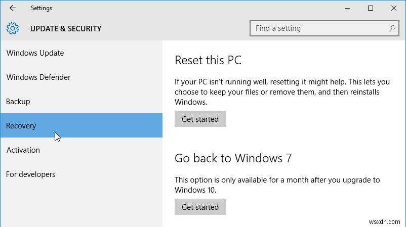 Windows 10から以前のバージョン(Windows 7 / 8 / 8.1)へダウングレードする方法