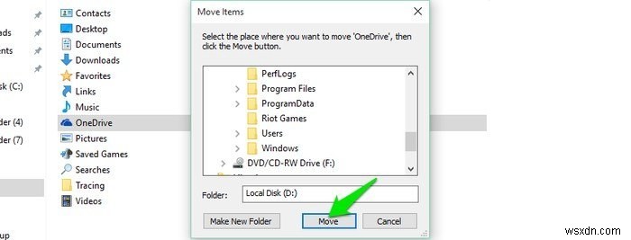 Windows 10でOneDriveフォルダーを別のドライブに移動する方法