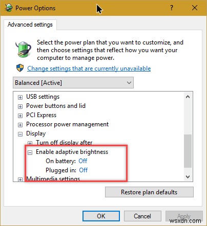 Windows 10でアダプティブブライトネス(自動輝度調整)を有効・無効にする方法
