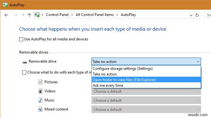 Windows 10で自動再生(AutoPlay)の既定動作を設定・変更する方法