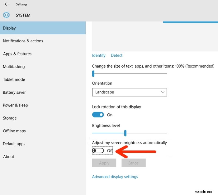 Windows 10でアダプティブブライトネス(自動明るさ調整)を有効/無効にする方法