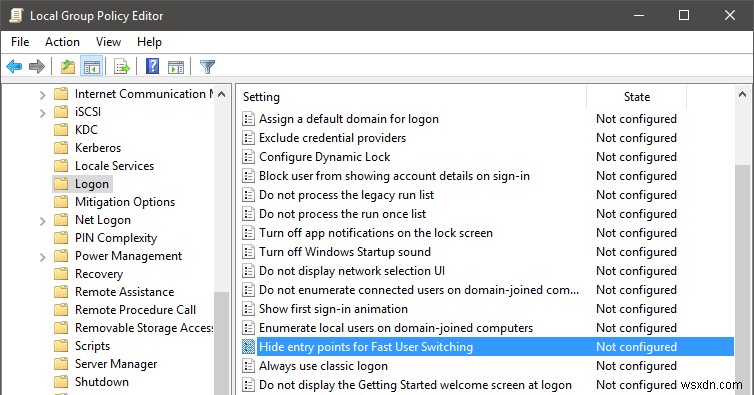 Windows 10で「ユーザーの高速切り替え」を無効にする2つの方法