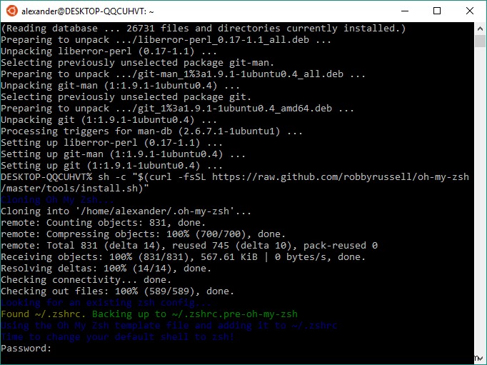 Windows 10にzshとOh My Zshをインストールする完全ガイド