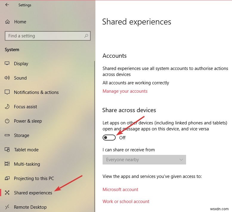 Windows 10で共有エクスペリエンス機能を無効にする3つの方法